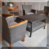 L01. 5 Piece all-weather wicker patio set with umbrella 